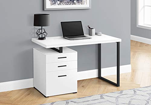 0680796050764 - MONARCH SPECIALTIES LAPTOP/WRITING FLOATING DESKTOP-3 STORAGE DRAWERS-LEFT OR RIGHT SETUP-HOME OFFICE COMPUTER DESK, 48 L, WHITE/BLACK
