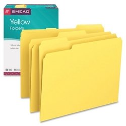 0680809480595 - SMEAD MANUFACTURING COMPANY FILE FOLDER,1/3 AST 1-PLY TAB,LETTER,100/BX,YELLOW