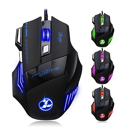 6810848992511 - PROFESSIONAL LED OPTICAL 7200 DPI 7 BUTTON USB WIRED GAMING MOUSE FOR PRO GAME NOTEBOOK, PC, LAPTOP, COMPUTER, BLACK