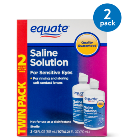 0681131025386 - EQUATE CONTACT LENS SALINE SOLUTION FOR SENSITIVE EYES, TWIN PACK, 12 FL OZ, 24 TOTAL OZ (COMPARE TO BAUSCH & LOMB EYES PLUS)