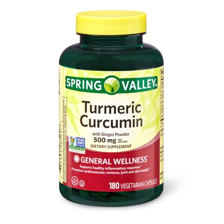 0681131285018 - SPRING VALLEY TURMERIC CURCUMIN VEGETARIAN CAPSULES WITH GINGER POWDER, 500 MG, 180 COUNT