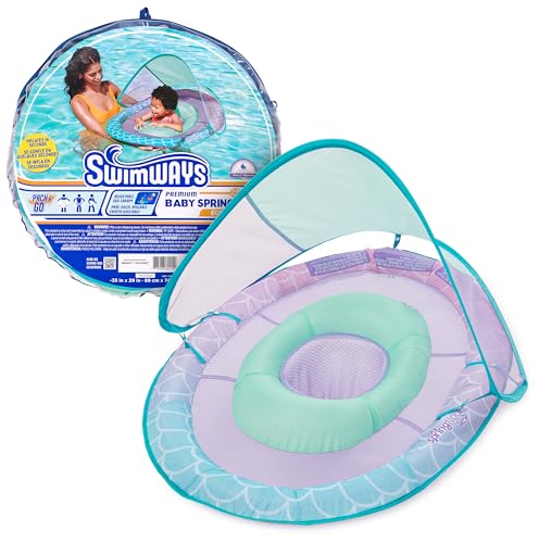 0681147025196 - SWIMWAYS BABY SPRING FLOAT, BABY POOL FLOAT WITH CANOPY & UPF PROTECTION, SWIMMING POOL ACCESSORIES FOR KIDS 9-24 MONTHS, MERMAID