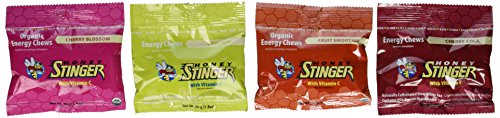 0681276112033 - HONEY STINGER ORGANIC ENERGY CHEWS 4-FLAVOR VARIETY: 1 X CHERRY BLOSSOM, 1 X LIMEADE - CAFFEINATED, 1 X CHERRY COLA - CAFFEINATED, 1 X FRUIT SMOOTHIE (COMBINATION OF CHERRY, ORANGE AND BERRY) (1.8 OZ EACH, 4 COUNT)