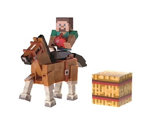 0681326165941 - MINECRAFT STEVE AND CHESTNUT HORSE ACTION FIGURES, WITH HAY BLOCK AND APPLE SERIES#2