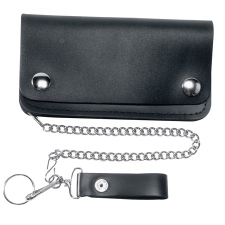 0681676638003 - CARROLL LEATHER 638 BLACK 5-POCKET BIKER WALLET WITH CHAIN