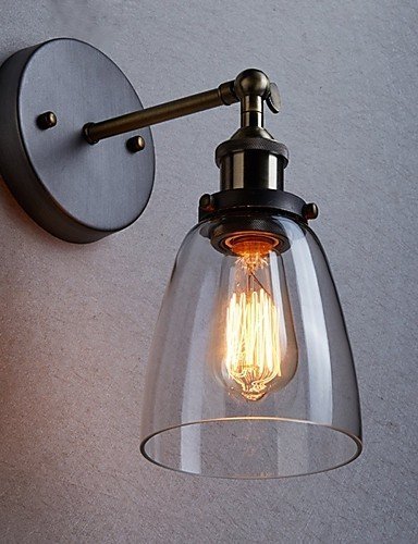 6819452364141 - ZWC INDUSTRIAL EDISON SIMPLICITY GLASS WALL SCONCE METAL BASE CAP DINING ROOM / STUDY ROOM/OFFICE / HALLWAY WALL MOUNT LIGHT , 110-120V