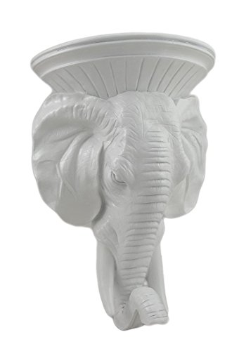 0682055215617 - GLOSSY WHITE ELEPHANT HEAD WALL SCULPTURE