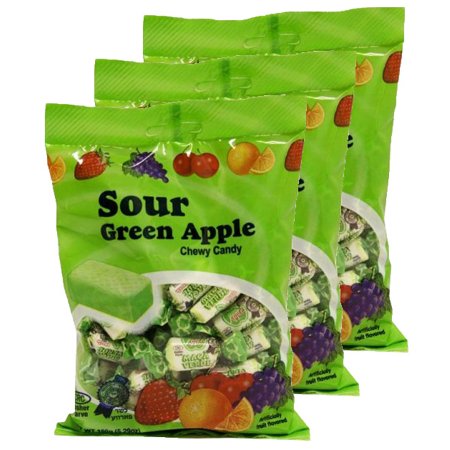 0682063041093 - SOUR GREEN APPLE KOSHER CHEW CANDY SMALL