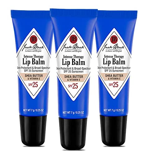 0682223032084 - JACK BLACK,INTENSE THERAPY LIP BALM SPF 25,GREEN TEA ANTIOXIDANTS,LONG LASTING TREATMENT,BROAD-SPECTRUM UVA AND UVB PROTECTION, SHEA BUTTER FLAVOR,0.25 OUNCE,PACK OF 3 -AMAZON EXCLUSIVE