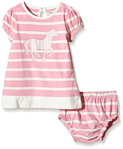 0682397015531 - HATLEY BABY HORSES AND FLOWERS - TICKING HORSE TEE DRESS, PINK, 12-18 MONTHS