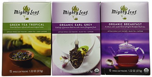 0682440183705 - MIGHTY LEAF TEA VARIETY PACK (PACK OF 3) 1-MIGHTY LEAF TEA ORGANIC EARL GREY, 1-MIGHTY LEAF TEA GREEN TEA TROPICAL, 1-MIGHTY LEAF TEA ORGANIC BREAKFAST