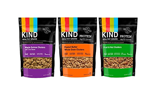 0682440187390 - KIND HEALTHY GRAINS CLUSTERS- SUPER VARIETY PACKS 11 OZ (PACK OF 3) - MAPLE QUINOA W/CHIA, PEANUT BUTTER WHOLE GRAIN, FRUIT & NUT CLUSTERS