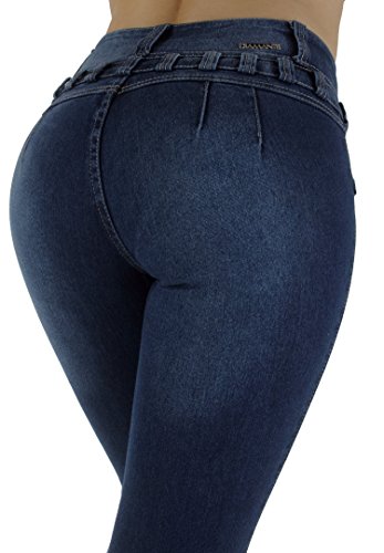 0682440323385 - STYLE M1213- COLOMBIAN DESIGN, HIGH WAIST, BUTT LIFT, LEVANTA COLA, SKINNY JEANS IN M. BLUE SIZE 7