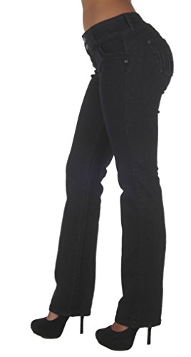 0682440349996 - STYLE N625BT- COLOMBIAN DESIGN, BUTT LIFT, STRETCH LEVANTA COLA, BOOT LEG JEANS IN BLACK SIZE 15