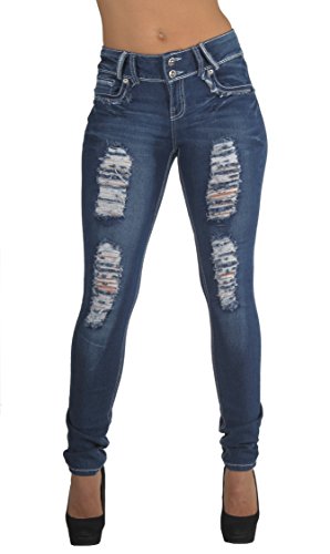 0682440351371 - STYLE N596R-SK- CLASSIC DESIGN, RIPPED DISTRESSED, DESTROYED SKINNY JEANS IN WASHED BLUE SIZE 3