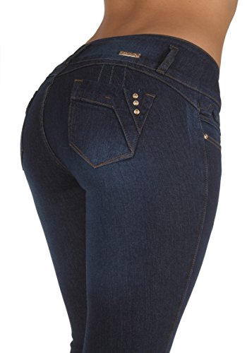 0682440351692 - STYLE N491SK- COLOMBIAN DESIGN, BUTT LIFT, LEVANTA COLA, STRETCH SKINNY JEANS IN DARK BLUE SIZE 3