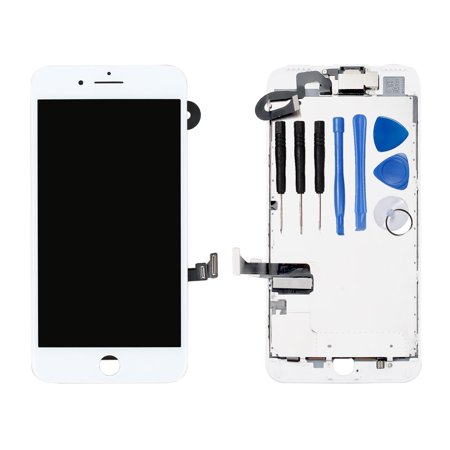 0682838298899 - AYAKE FULL DISPLAY ASSEMBLY FOR IPHONE 7 PLUS WHITE LCD SCREEN REPLACEMENT WITH FRONT FACING CAMERA AND SPEAKER PRE-ASSEMBLED (ALL REQUIRED TOOLS INCLUDED)