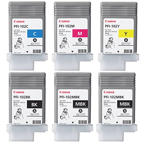 0682851968069 - CANON PFI-102 90ML INK TANK FOR CANON IPF510/680/685/710/720/780/785, COMPLETE SET OF 6 - 2X MATTE BLACK INK TANK - 1X BLACK INK TANK - 1X CYAN INK TANK - 1X MAGENTA INK TANK - 1X YELLOW INK TANK NEW GENUINE RETAIL PACKING