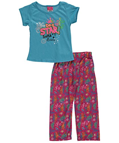 0682895217024 - DIVA LITTLE GIRLS' TODDLER BE A STAR! 2-PIECE PAJAMAS - TURQUOISE/MULTI, 3T