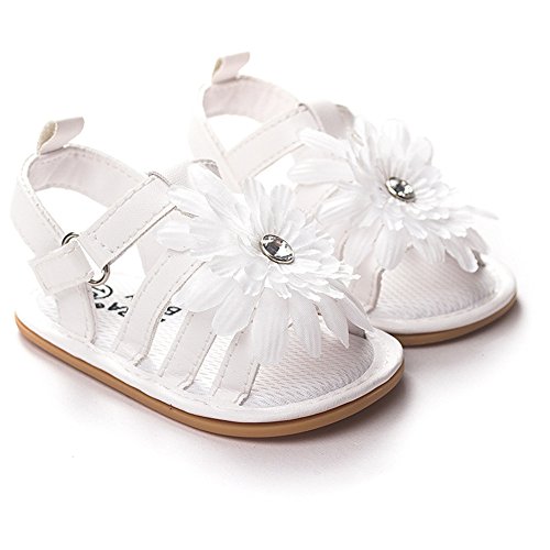 0683247084745 - C&H 2016 SUMMER INFANT BABY GIRLS LEATHER SOFT ANTI-SLIP WHITE PRINCESS SHOES SANDALS(1-3YEARS OLD) (11CM/4.25IN, 0090)