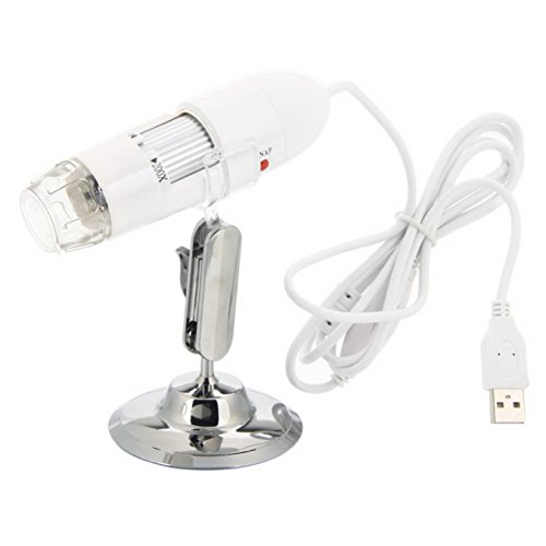 6833566384864 - S01 25X-200X 0.3MP 8-LED WHITE LIGHT USB DIGITAL MICROSCOPE ENDOSCOPE VIDEO CAMERA MAGNIFIER WHITE