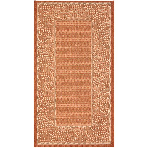 0683726286271 - SAFAVIEH COURTYARD COLLECTION CY2666-3202 TERRACOTTA AND NATURAL INDOOR/ OUTDOOR AREA RUG (2'7 X 5')