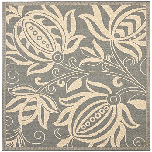 0683726369264 - SAFAVIEH COURTYARD COLLECTION CY2961-3606 GREY AND NATURAL INDOOR/ OUTDOOR SQUARE AREA RUG (7'10 SQUARE)
