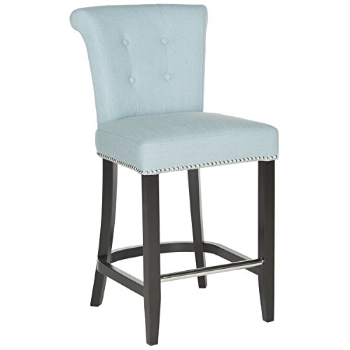 0683726471455 - SAFAVIEH HUDSON COLLECTION ADDO RING COUNTER STOOL, SKY BLUE AND ESPRESSO