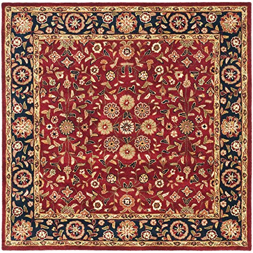 0683726475866 - SAFAVIEH HERITAGE COLLECTION HG966A HANDMADE TRADITIONAL ORIENTAL RED AND NAVY WOOL SQUARE AREA RUG (8' SQUARE)