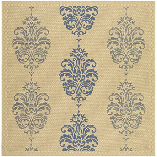 0683726606772 - INDOOR/ OUTDOOR ST. MARTIN NATURAL/ BLUE RUG (6' 7 SQUARE)