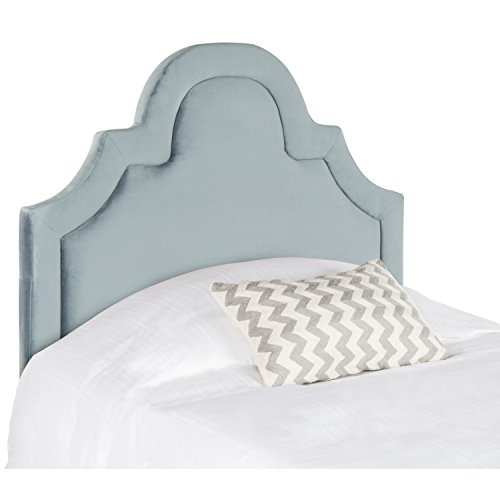 0683726670438 - SAFAVIEH KERSTIN WEDGWOOD BLUE COTTON UPHOLSTERED ARCHED HEADBOARD (TWIN)
