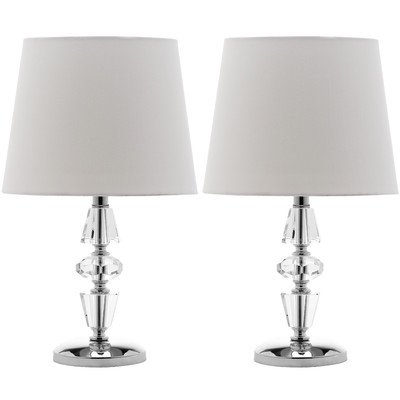 0683726679028 - SAFAVIEH LIGHTING COLLECTION CRESCENDO TIERED CRYSTAL CLEAR AND WHITE TABLE LAMP, SET OF 2