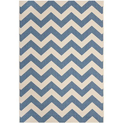0683726769187 - SAFAVIEH COURTYARD COLLECTION CY6244-243 BLUE AND BEIGE INDOOR/ OUTDOOR AREA RUG, 5 FEET 3 INCHES BY 7 FEET 7 INCHES (5'3 X 7'7)