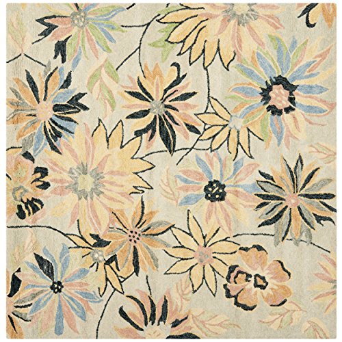 0683726778400 - SAFAVIEH BLOSSOM COLLECTION BLM789A HANDMADE LIGHT BLUE AND MULTI WOOL SQUARE AREA RUG, 6 FEET SQUARE (6' SQUARE)