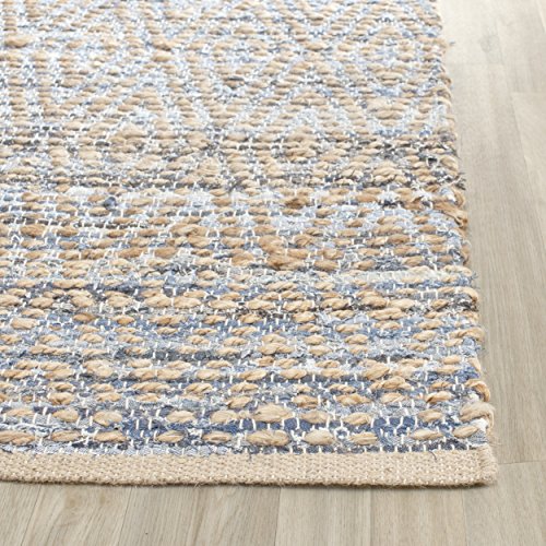 0683726783688 - SAFAVIEH CAPE COD COLLECTION CAP351A HAND WOVEN NATURAL AND BLUE COTTON AREA RUG, 2 FEET BY 3 FEET (2' X 3')