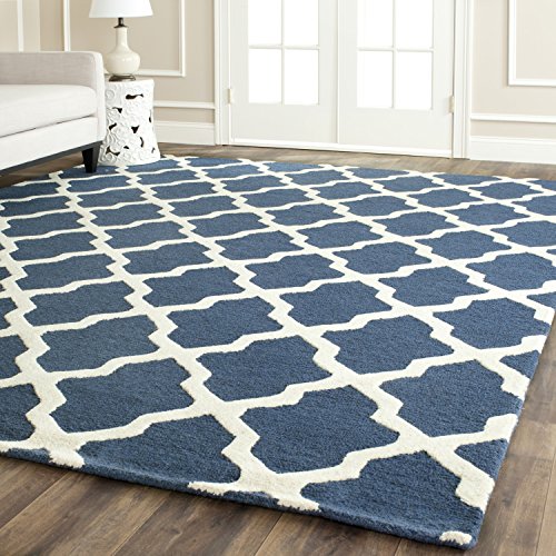 0683726785149 - SAFAVIEH CAMBRIDGE COLLECTION CAM121G HANDMADE NAVY BLUE AND IVORY WOOL AREA RUG, 8 FEET BY 10 FEET (8' X 10')