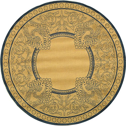 0683726823216 - SAFAVIEH COURTYARD COLLECTION CY2965-3101 NATURAL AND BLUE INDOOR/ OUTDOOR ROUND AREA RUG (6'7 DIAMETER)