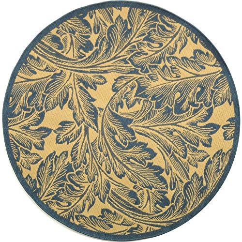 0683726852728 - SAFAVIEH COURTYARD COLLECTION CY2996-3101 NATURAL AND BLUE INDOOR/ OUTDOOR ROUND AREA RUG (6'7 DIAMETER)
