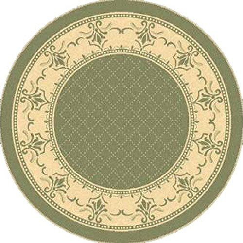 0683726902607 - INDOOR/ OUTDOOR ROYAL OLIVE/ NATURAL RUG (5'3 ROUND)
