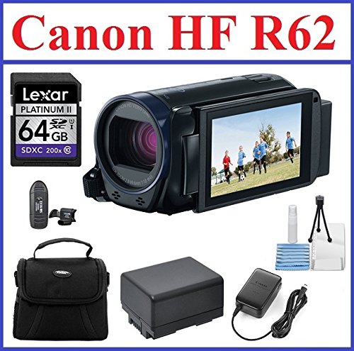 0684031495396 - CANON VIXIA HF R62 FULL HD CAMCORDER BUNDLE, INCLUDES: 64GB SDXC MEMORY CARD, CARD READER, 2-HOUR SPARE BATTERY, POCKET TRIPOD, CA-110 COMPACT POWER ADAPTER, SMALL CAMCORDER BAG, LENS CLEANING KIT