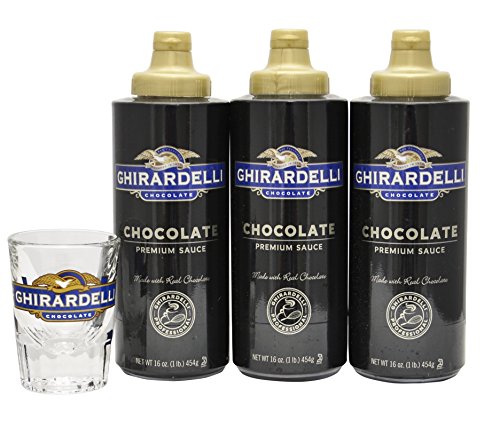 0684191139437 - GHIRARDELLI - 16 OZ CHOCOLATE SAUCE SQUEEZE BOTTLE - SET OF 3 - WITH EXCLUSIVE MEASURING SHOT GLASS
