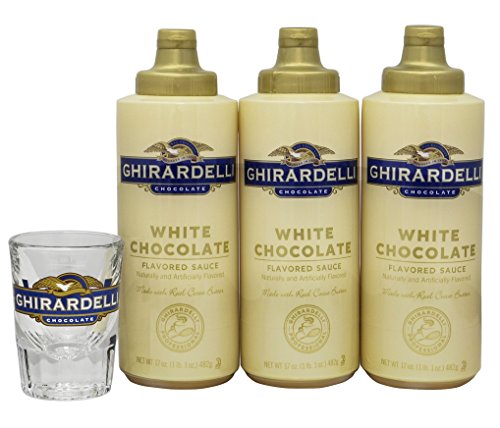 0684191139451 - GHIRARDELLI - 17 OZ WHITE CHOCOLATE FLAVORED SAUCE SQUEEZE BOTTLE - SET OF 3 - WITH EXCLUSIVE MEASURING SHOT GLASS