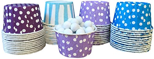 0684191802065 - OUTSIDE THE BOX PAPERS UNDER THE SEA THEME POLKA DOT AND STRIPED CANDY/NUT CUPS 48 PACK PURPLE, BLUE, WHITE