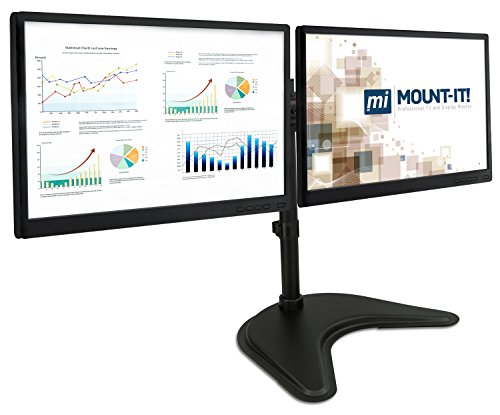 0684758419279 - MOUNT-IT! MI-1781 DUAL LCD MONITOR DESK MOUNT, ADJUSTABLE, FREE STANDING TWO COMPUTER LED DISPLAYS STAND 20, 23, 24, 27 INCH SCREEN SIZES, BLACK
