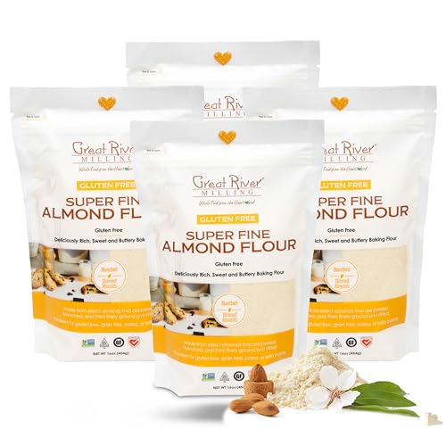 0684765141644 - ALMOND FLOUR BY GREAT RIVER ORGANIC MILLING | SUPER FINE, BLANCHED ALMOND FLOUR FOR BAKING | GLUTEN FREE, PALEO, LOW CARB, KETO, KOSHER | 4-PACK, 16 OZ. BAGS