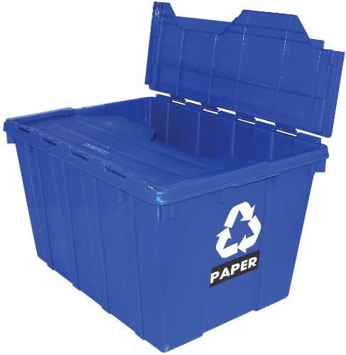 6848429139475 - UNITED SOLUTIONS ECOSENSE TO0100 BLUE THIRTEEN GALLON RECYCLING TOTE WITH FLIP LID - 13 GALLON FLIP LID RECYCLING BIN IN BLUE