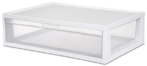 6848429672057 - 3 STERILITE 23708003 LARGE MODULAR STACKING STORAGE DRAWER CLEAR BOX CONTAINERS