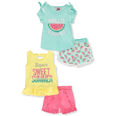 0685149443156 - REAL LOVE GIRLS’ SWEET SUMMER 4-PIECE SHORTS SET OUTFIT (TODDLER)