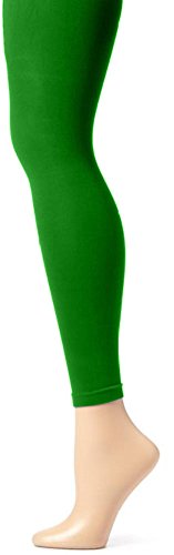 0685248713488 - BUTTERFLY GIRLS' SOLID COLORED FULL LENGTH SEAMLESS LEGGINGS / FOOTLESS TIGHTS KELLY GREEN 7-10