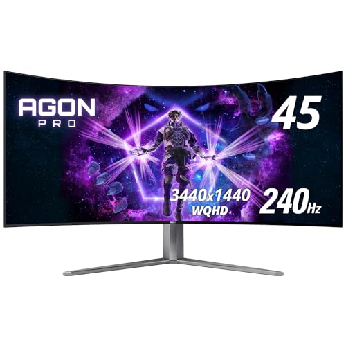 0685417733682 - AOC AGON PRO AG456UCZD 45 ULTRA WIDE CURVED OLED GAMING MONITOR, 21:9 WQHD 3440X1440, 240HZ 0.03MS, FREESYNC PREMIUM, 800R, USB-C DOCKING, FRAMELESS, PS5/SWITCH/XBOX; LIGHT FX, HEIGHT ADJUSTABLE